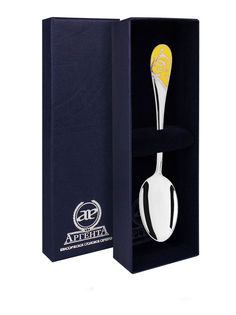 Ложка чайная Аргента"Кружевные узоры" "Желтые цветы" + футляр