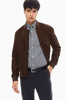 Кожаная куртка мужская Selected 16065843 коричневая M INT