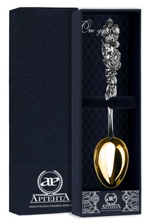 Ложка чайная "Натюрморт" с чернением с позолотой АргентА