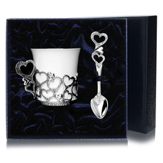 Набор чашка кофейная "Сердечко"+ ложка (2 предмета) АргентА