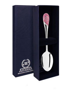 Ложка чайная Аргента"Кружевные узоры" "Розовые цветы" + футляр