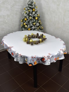 "Мандаринки" Скатерть Новогодняя овальная 200*150 см Купчиха