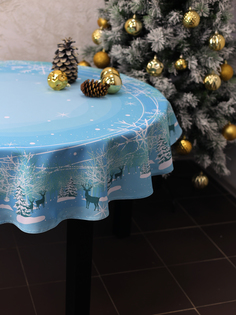 Новогодняя Скатерть овальная "Зимняя сказка" 220*150 см Skatertishop