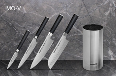 Набор из 4 кухонных ножей Samura Mo-V и металлической подставки