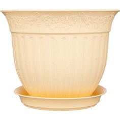 Горшок "Виноград" с поддоном, 4 литра (кремовый) Техпласт