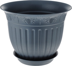 Горшок "Виноград" с поддоном, 6 литров (антрацит) Техпласт