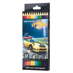 Карандаши цветные "Мир скорости", шестигранные, 12 цветов SchoolФормат