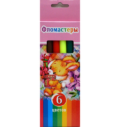 Фломастеры "Смешной зайчик", 6 цветов BG®