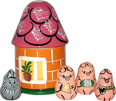 Пальчиковый театр в домике Три поросенка Русские народные игрушки