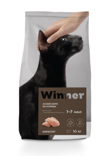 Сухой корм для кошек Winner, при МКБ, курица, 10кг