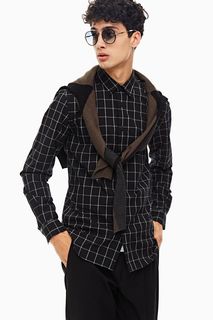 Рубашка мужская Antony Morato MMSL00613-FA410141 9000 черная 50 IT