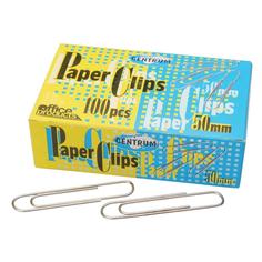 Набор скрепок канцелярских никелированных, 50 мм, 100 штук Centrum