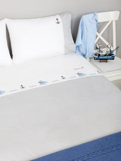 Комплект постельного белья Luxberry Sea Dreams белый/синий полутораспальный