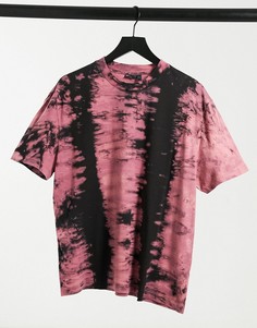 Свободная футболка с принтом тай-дай выбеленного розового цвета ASOS DESIGN-Розовый