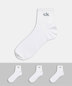 Набор из 3 пар носков с логотипом на манжете Calvin Klein-Белый