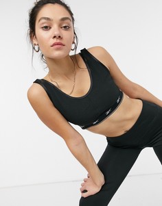 Черный блестящий бюстгальтер Reebok Training