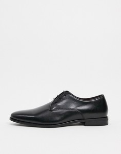 Черные кожаные туфли дерби на шнуровке Walk London Alfie-Черный
