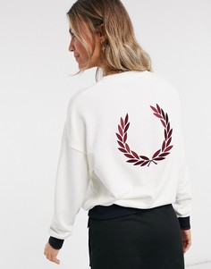 Свитшот белого цвета с логотипом-аппликацией на спине Fred Perry-Белый