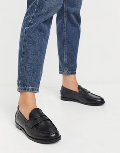 Черные кожаные лоферы ASOS DESIGN Manila-Черный