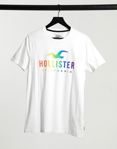 Белая футболка с радужным логотипом Hollister Pride-Белый