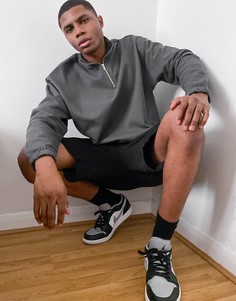 Черный oversized-свитшот на короткой молнии ASOS DESIGN