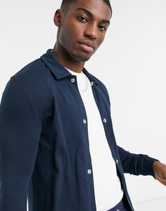 Темно-синяя трикотажная куртка на кнопках ASOS DESIGN-Темно-синий