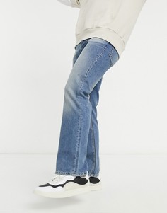 Синие выбеленные джинсы с легким клешем ASOS DESIGN-Голубой