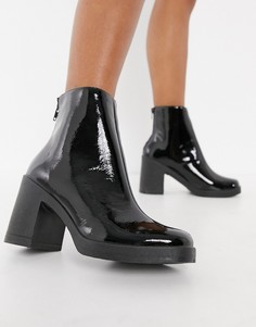 Черные лакированные ботильоны на платформе Schuh Amara-Черный