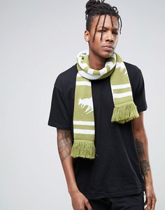 Вязаный шарф с узором «елочка» и фирменным знаком ABZ London-Зеленый