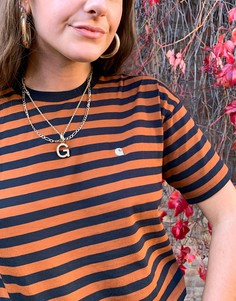 Футболка свободного кроя в полоску и с логотипом Carhartt Wip-Многоцветный