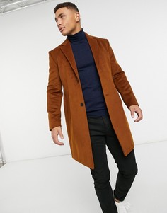 Коричневое пальто из искусственной шерсти Topman-Коричневый
