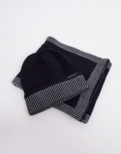 Комплект из шапки и шарфа в черном и сером цвете Ben Sherman Benton-Черный