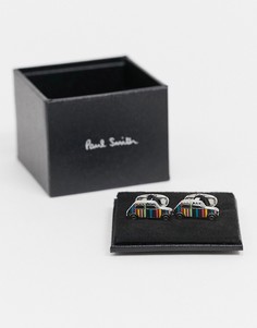 Серебристые запонки мини в полоску Paul Smith-Серебристый