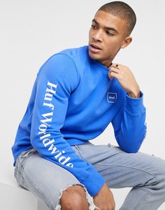 Синий свитшот с круглым вырезом HUF Essentials Domestic-Голубой
