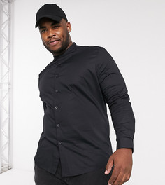 Зауженная рубашка черного цвета с воротником на пуговице ASOS DESIGN Plus-Черный