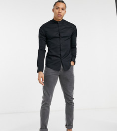 Черная облегающая рубашка с воротником на пуговице ASOS DESIGN Tall-Черный
