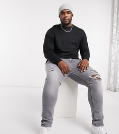 Светло-серые джинсы скинни с разрезами на коленях ASOS DESIGN Plus-Серый