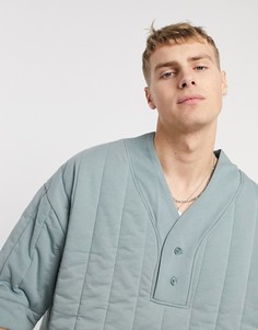 Серая стеганая oversized-футболка ASOS DESIGN-Серый