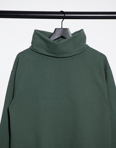 Свитшот со структурированным высоким воротом шалфейно-зеленого цвета ASOS DESIGN-Зеленый