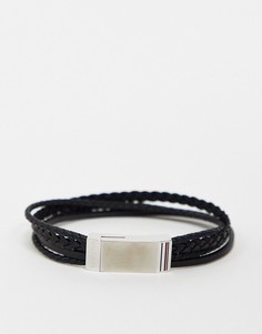 Черный кожаный браслет с переплетением Tommy Hilfiger 2790264S