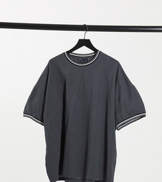 Черная футболка из трикотажа пике в стиле oversized с кантом ASOS DESIGN Plus-Черный