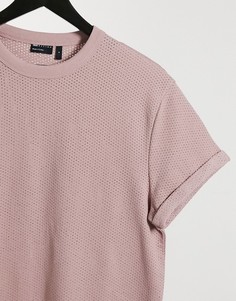 Фиолетовая футболка с отворотами на рукавах из плотного фактурного трикотажа ASOS DESIGN-Фиолетовый