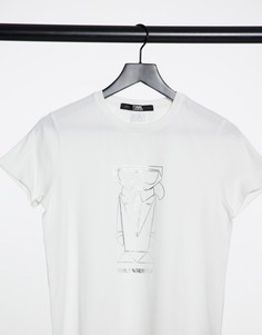 Белая футболка с металлизированным принтом Karl Lagerfeld Kocktail-Белый