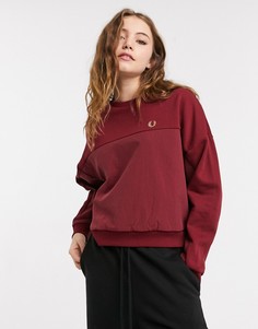 Свитшот темно-красного цвета со вставками Fred Perry-Красный