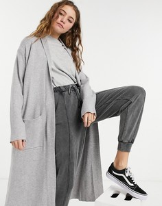 Серый сверхдлинный кардиган Stradivarius