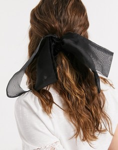 Черная повязка для волос с бантом из органзы ASOS DESIGN-Черный