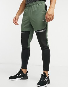 Зимние джоггеры цвета хаки со вставками Puma Running-Зеленый