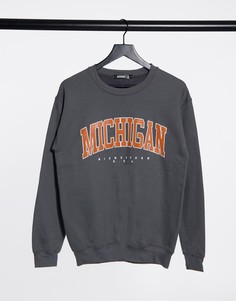 Свитшот с графическим принтом "Michigan" Missguided-Серый