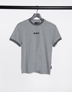 Меланжевая футболка в стиле «бойфренд» с логотипом на груди Kickers-Серый