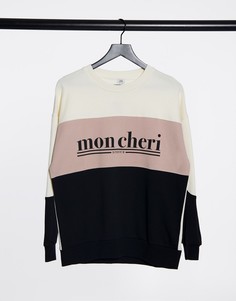 Свитшот в стиле колор блок с принтом "Mon Cheri"-Многоцветный River Island